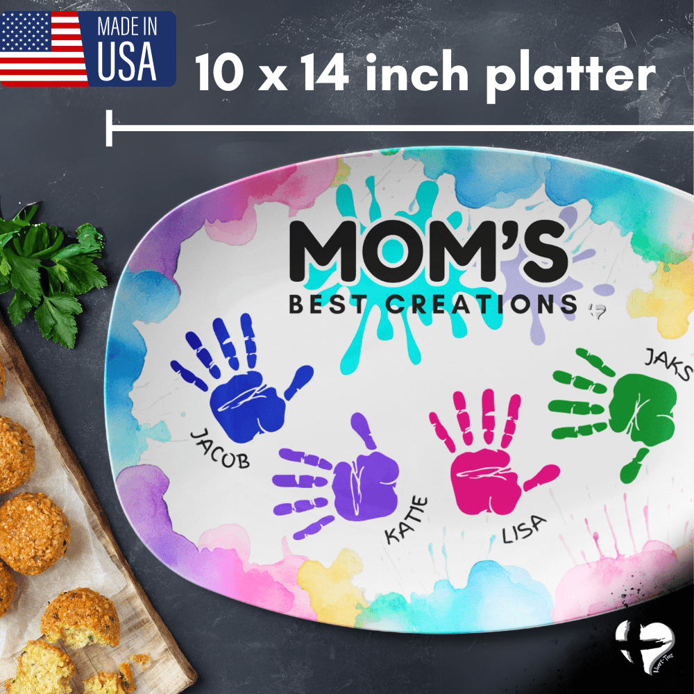Mom Handprint Art Platter From Kids THG#400DP Kitchenware 