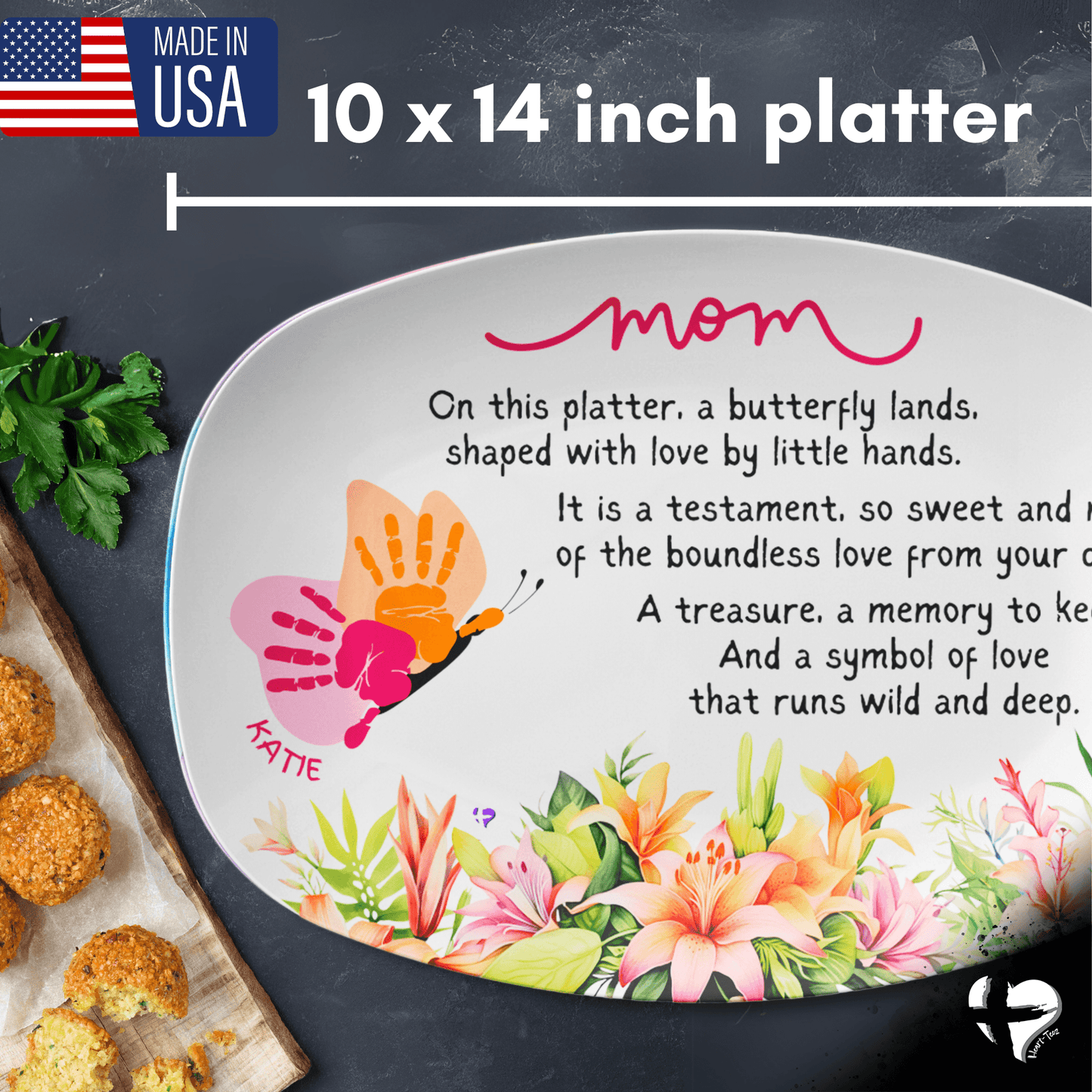 Butterfly Mom Handprint Art Platter From Kids THG#405 Kitchenware 