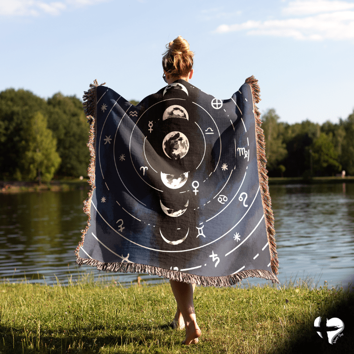 Moon Phases - Woven Blanket - THG#318WB 60x80 inch Graphics 