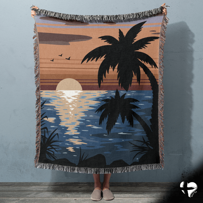 Custom Ocean Sunset Beach Blanket - THG#344WB blanket 60x80 inch Graphics 