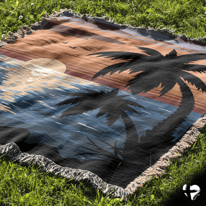 Custom Ocean Sunset Beach Blanket - THG#344WB blanket 52x37 inch Graphics 