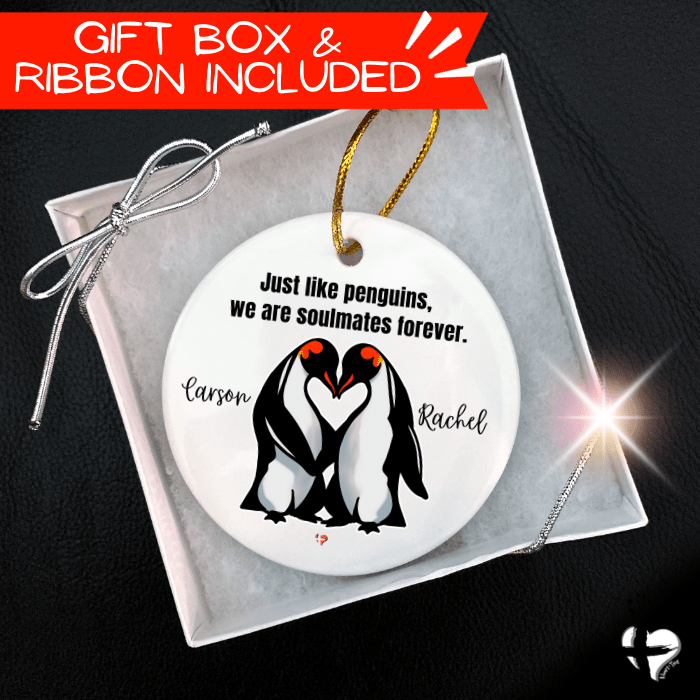 Penguin Love - Personalized Couple's Ornament THG#354CO Ornaments and Accents 