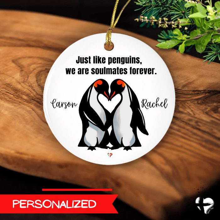 Penguin Love - Personalized Couple's Ornament THG#354CO Ornaments and Accents 