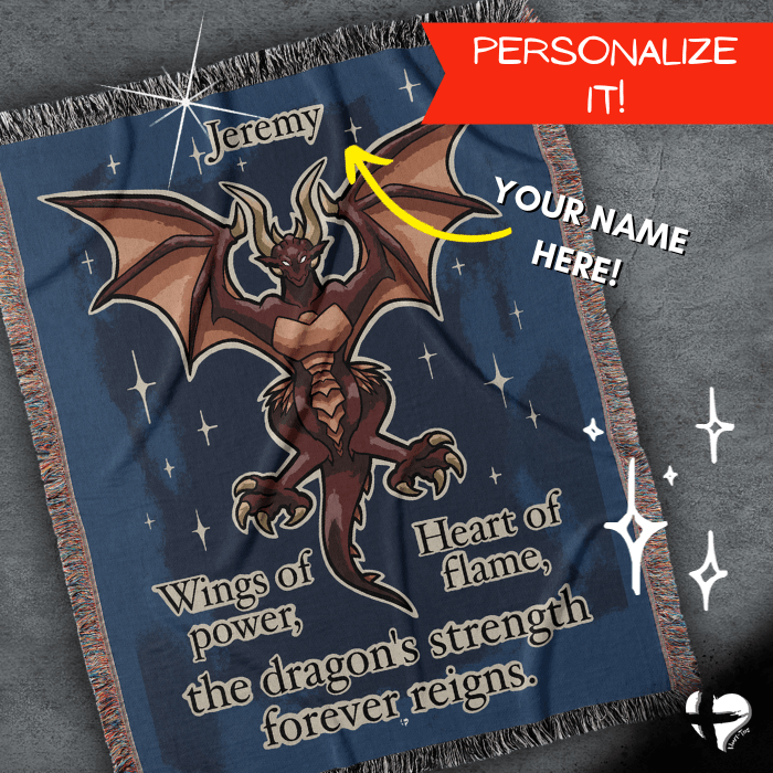 Strength of the Dragon - Personalized Blanket with Name- THG#316WB 50x60 inch 