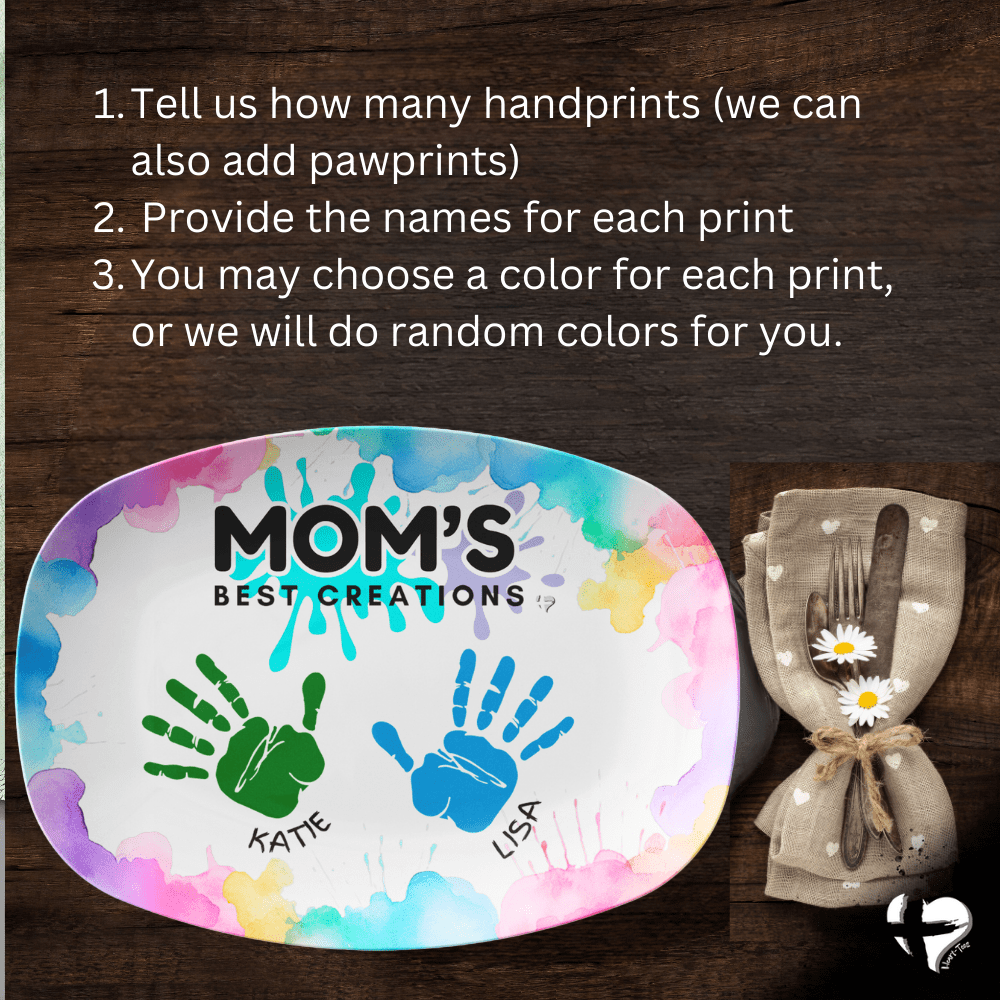 Mom Handprint Art Platter From Kids THG#400DP Kitchenware 
