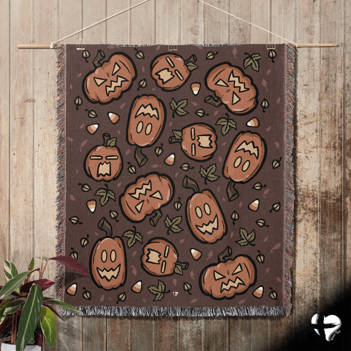 Fall Pumpkin Patch- Halloween Woven Blanket - THG#327WB blanket 50x60 inch Graphics 
