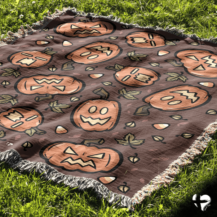 Fall Pumpkin Patch- Halloween Woven Blanket - THG#327WB blanket 52x37 inch Graphics 