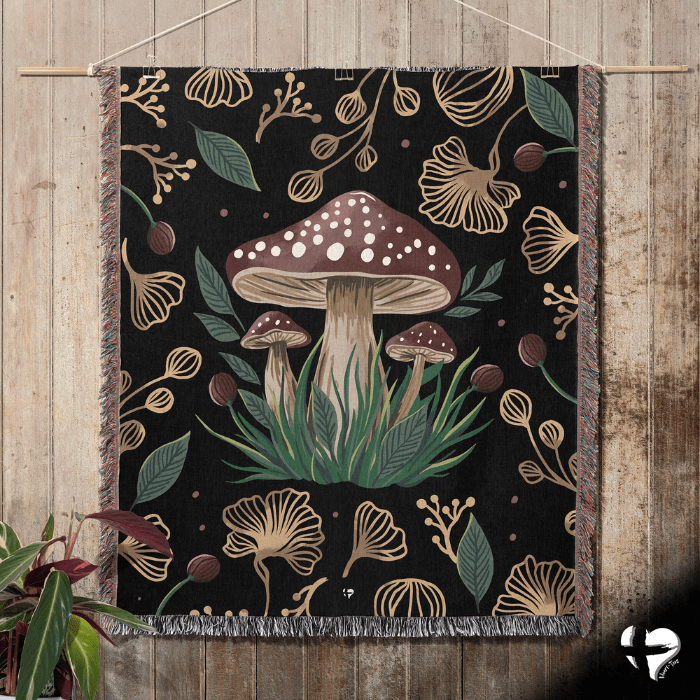 Mushroom Dreams Woven Blanket THG#323WB 60x80 inch Graphics 