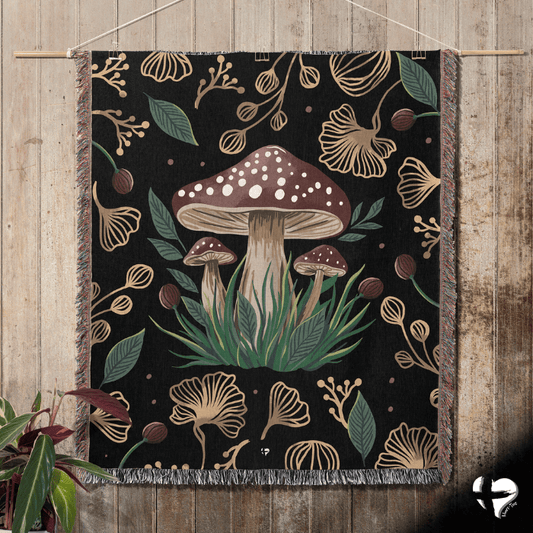 Mushroom Dreams Woven Blanket THG#323WB 60x80 inch Graphics 