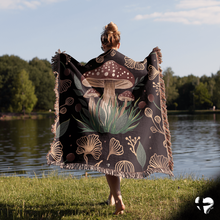 Mushroom Dreams Woven Blanket THG#323WB 50x60 inch Graphics 