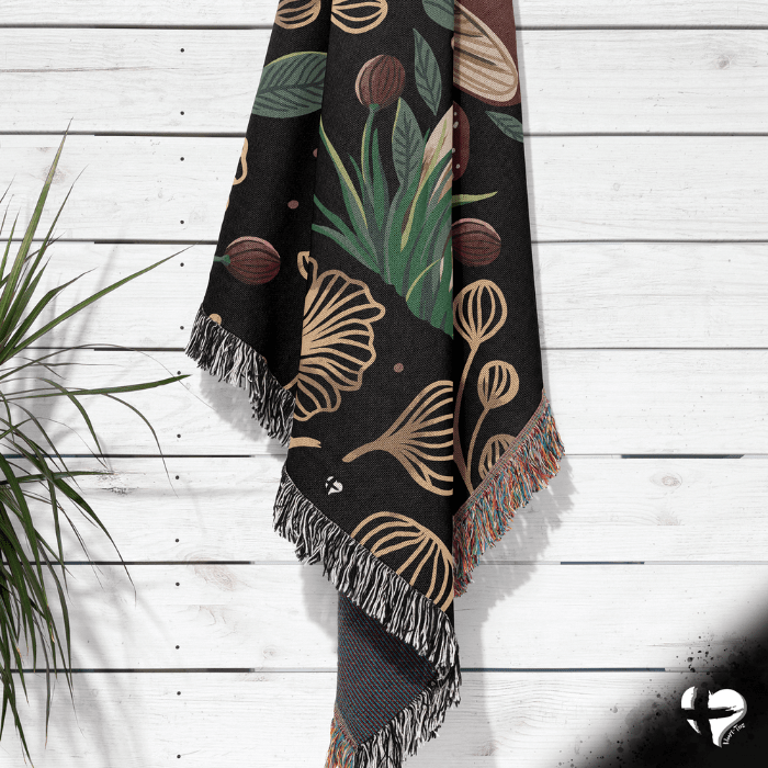 Mushroom Dreams Woven Blanket THG#323WB 