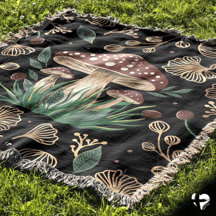 Mushroom Dreams Woven Blanket THG#323WB 52x37 inch Graphics 