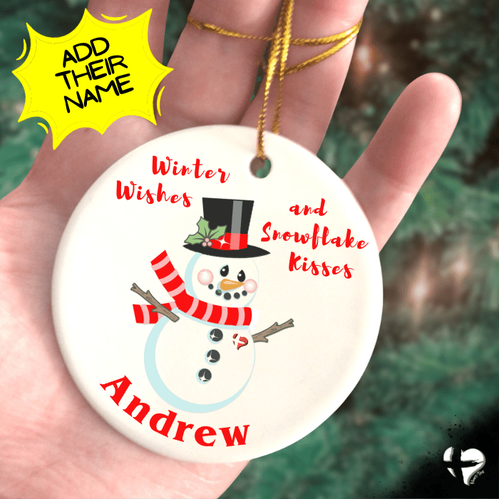 Snowman Name Ornament - Snowflake Kisses THG#346CO Ornaments and Accents 