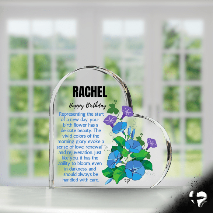 Birth Month Flower Collection 2 - Personalized Heart Plaque Jewelry Sep Morning Glory 