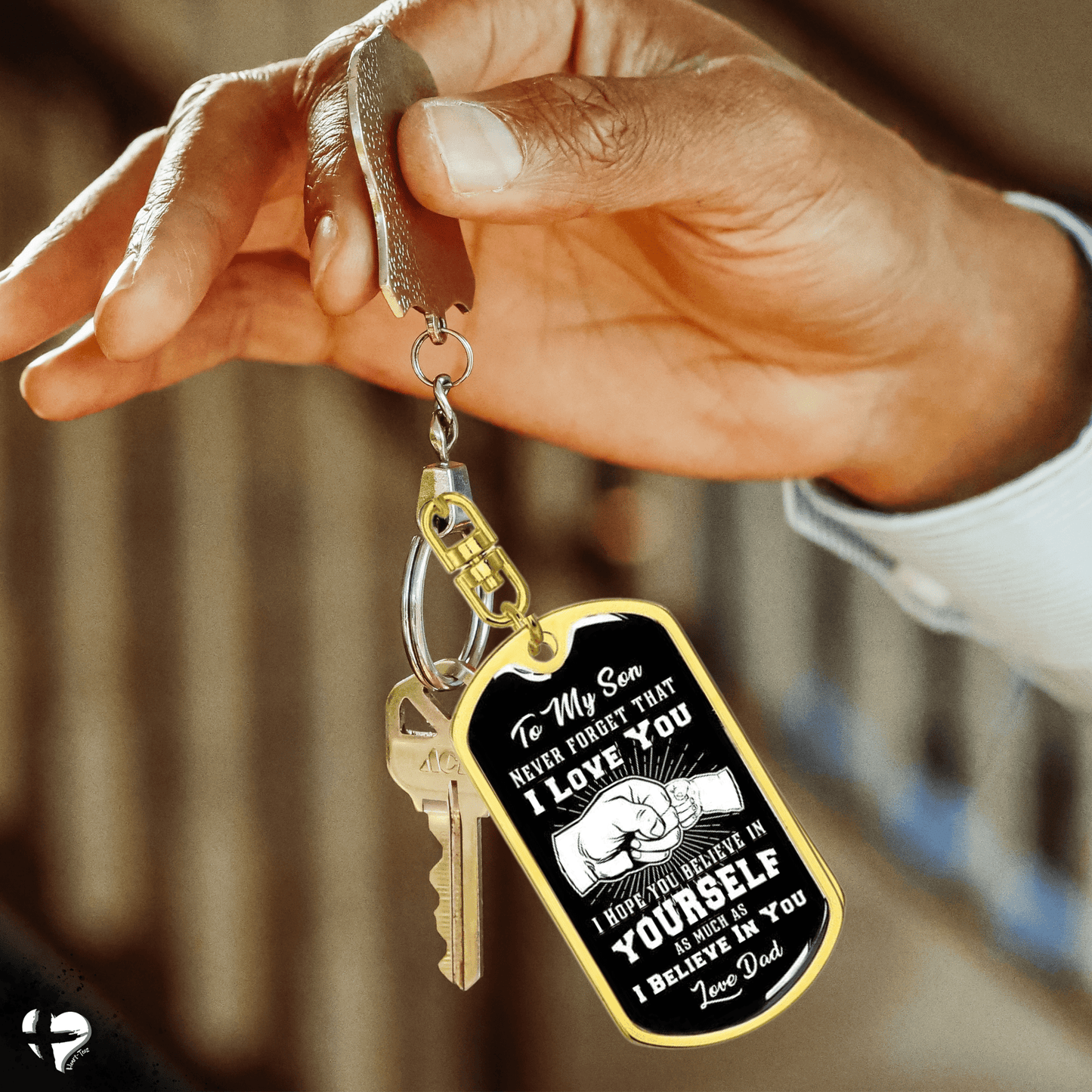 To My Son - Fist Bump Dog Tag Keychain - From Dad SDG Jewelry 