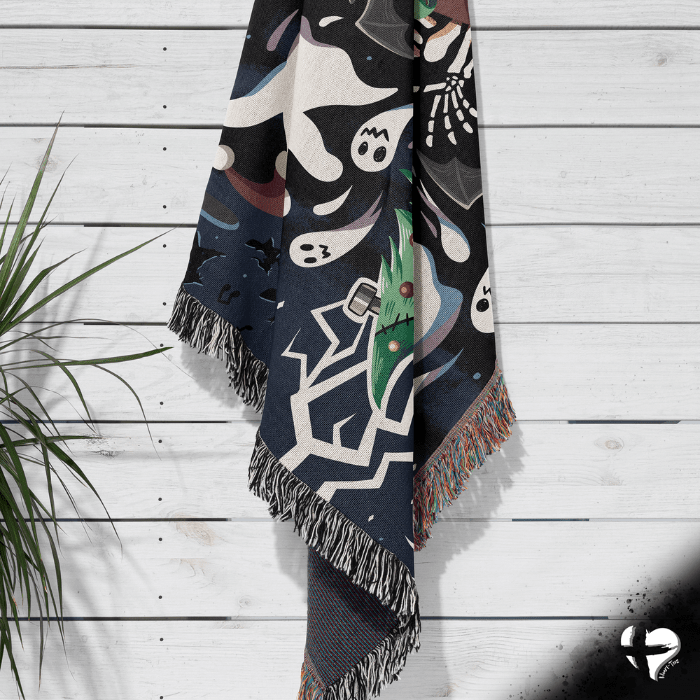Goth Spooky Christmas Ghost Woven Blanket THG#396WB 
