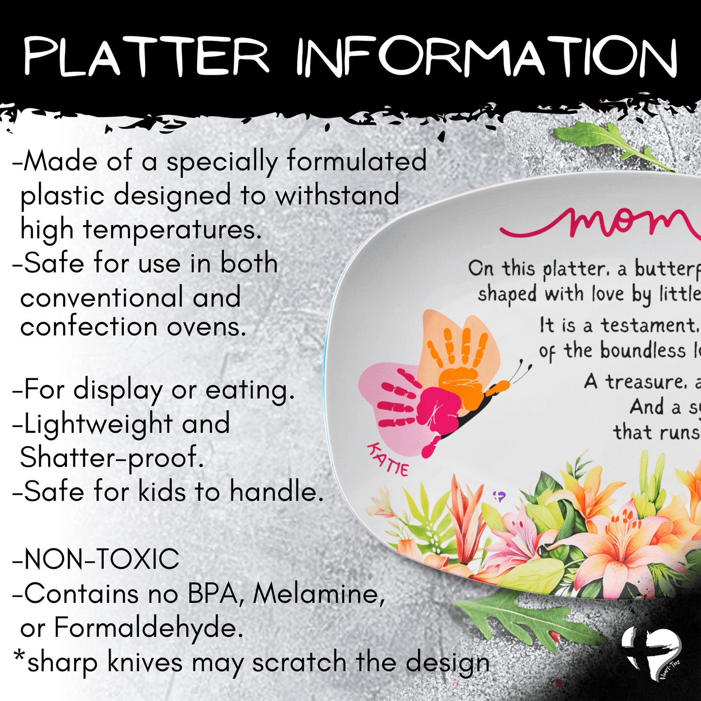 Butterfly Mom Handprint Art Platter From Kids THG#405 Kitchenware 