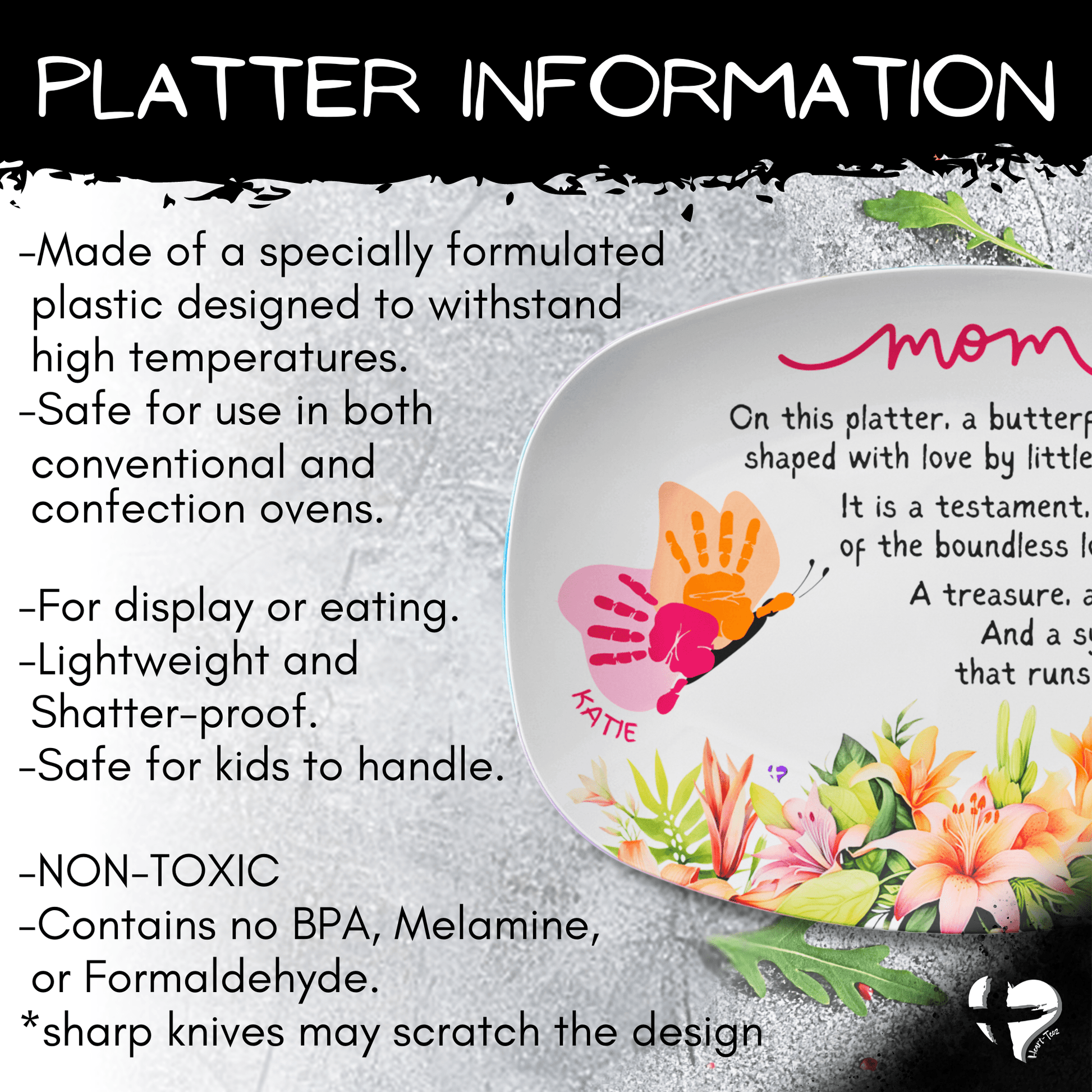 Butterfly Mom Handprint Art Platter From Kids THG#405 Kitchenware 