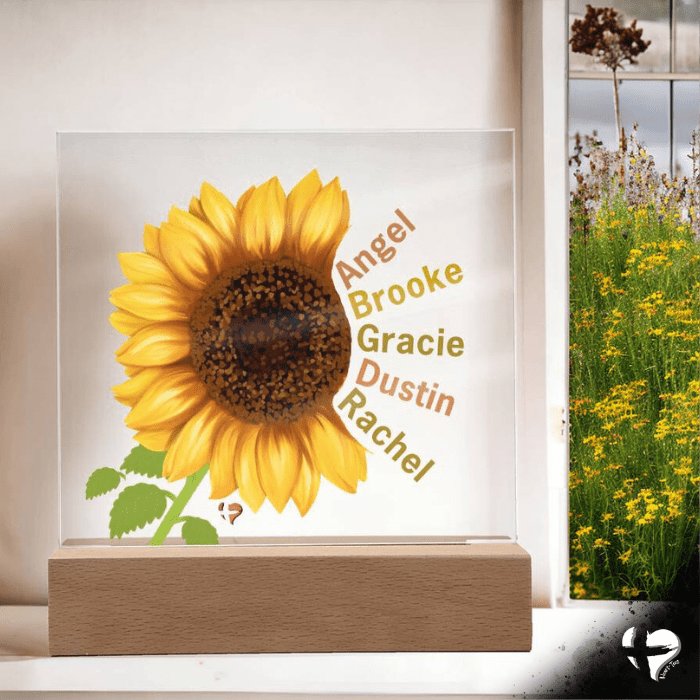 Sunflower Personalized Plaque THG#304AP Acrylic Plaque Wooden Base (No Light) 