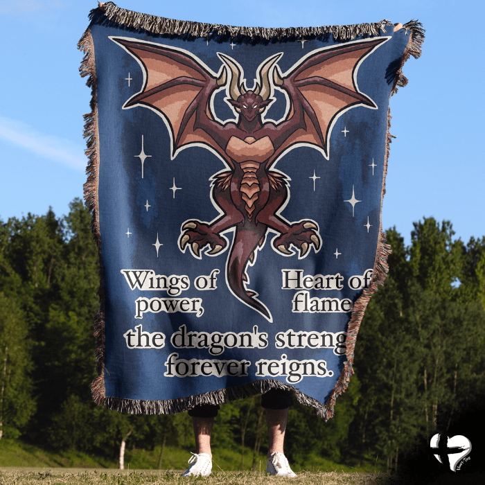 Strength of the Dragon - Woven Blanket - THG#316WB 60x80 inch 