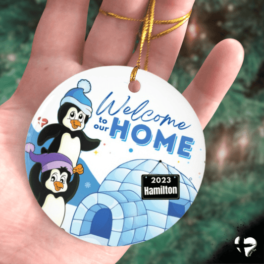 Welcome To Our Home - Penguin Igloo Ornament - THG#310CO Ornaments and Accents 