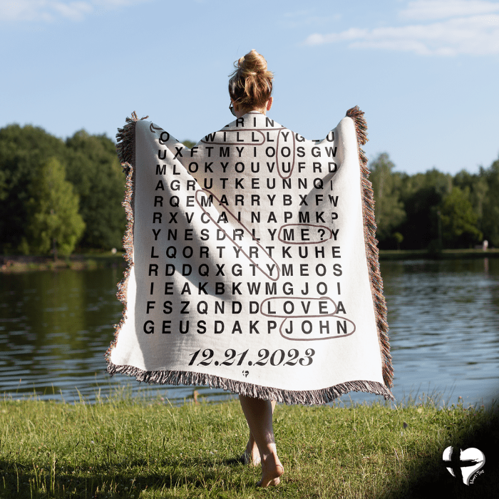 Will You Marry Me Word Search Blanket - THG#335WB blanket 50x60 inch Graphics With words circled