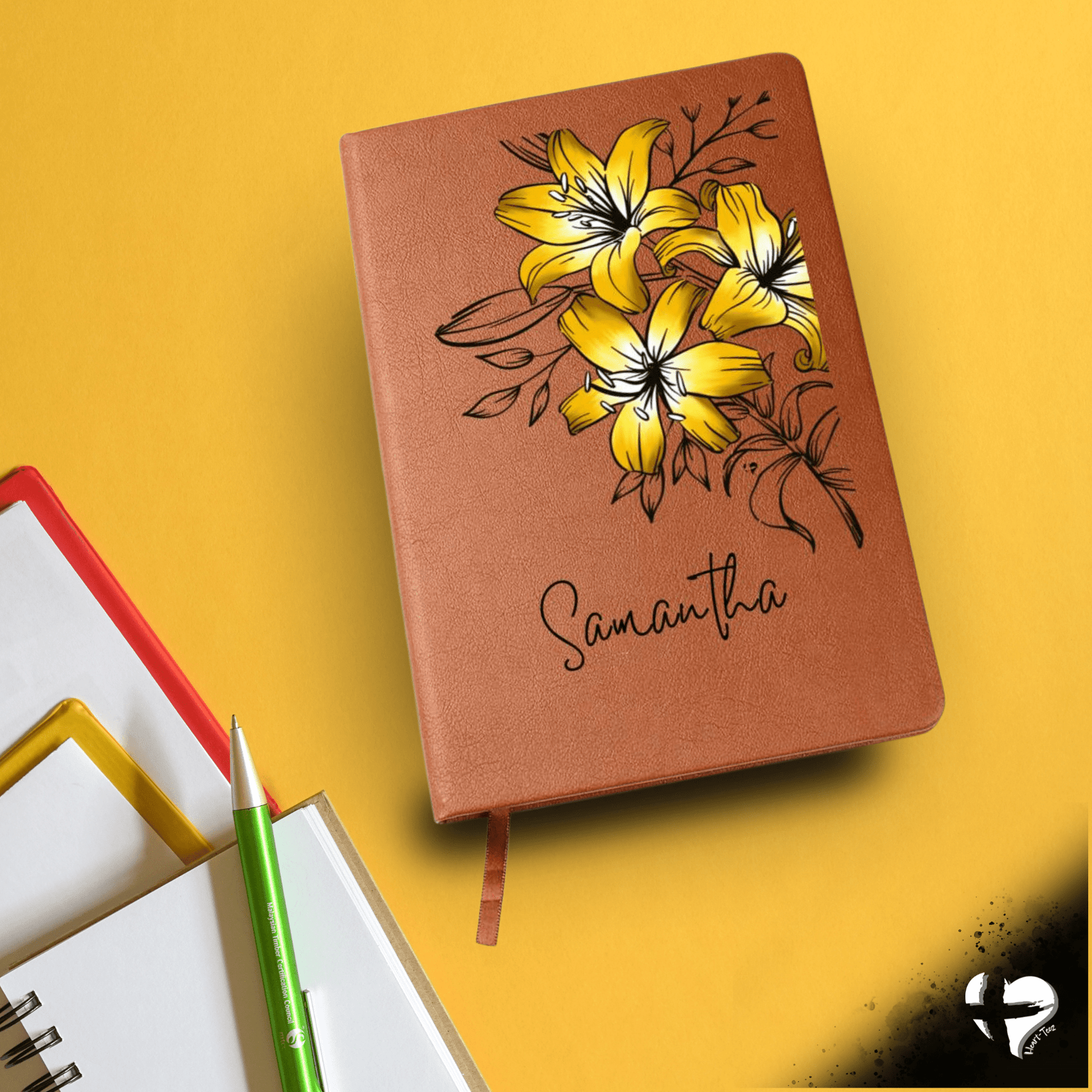 Daylily Dreams - Personalized Leather Journal HGF#316LJ Journal Yellow 