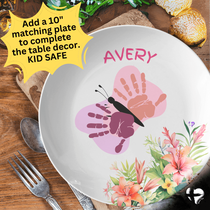 Butterfly Mom Handprint Art Platter From Kids THG#405 Kitchenware Kid Plate 