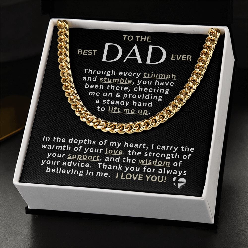 Dad - A Steady Hand - Cuban Chain Necklace HGF#307CC2 Jewelry 14K Gold Coated Standard Box 