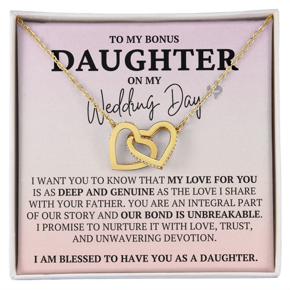 Future Stepdaughter - Wedding Gift - Interlocking Hearts HGF#3i0IH Jewelry 18K Yellow Gold Finish Standard Box 