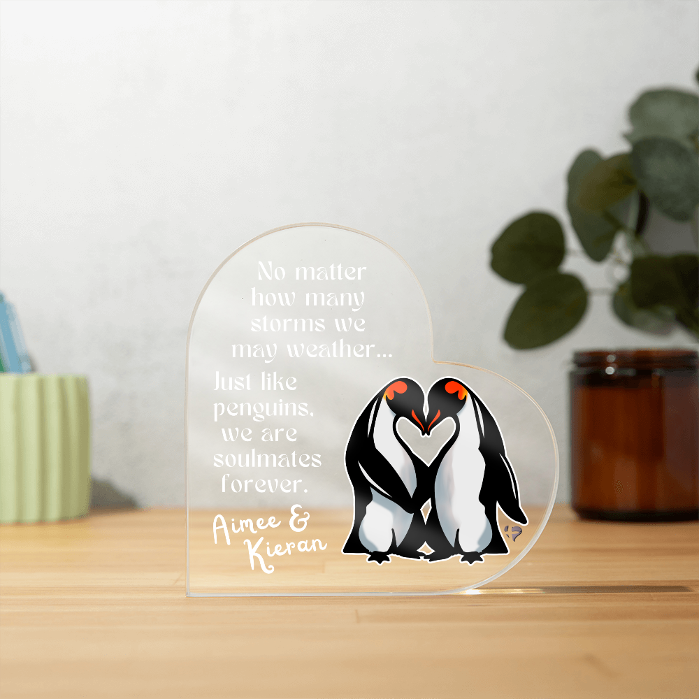 Personalized Penguin Soulmates Forever -  Acrylic Plaque HGF#342AH