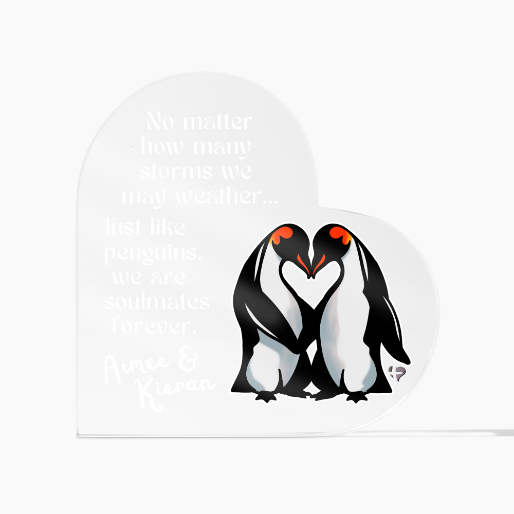 Personalized Penguin Soulmates Forever -  Acrylic Plaque HGF#342AH