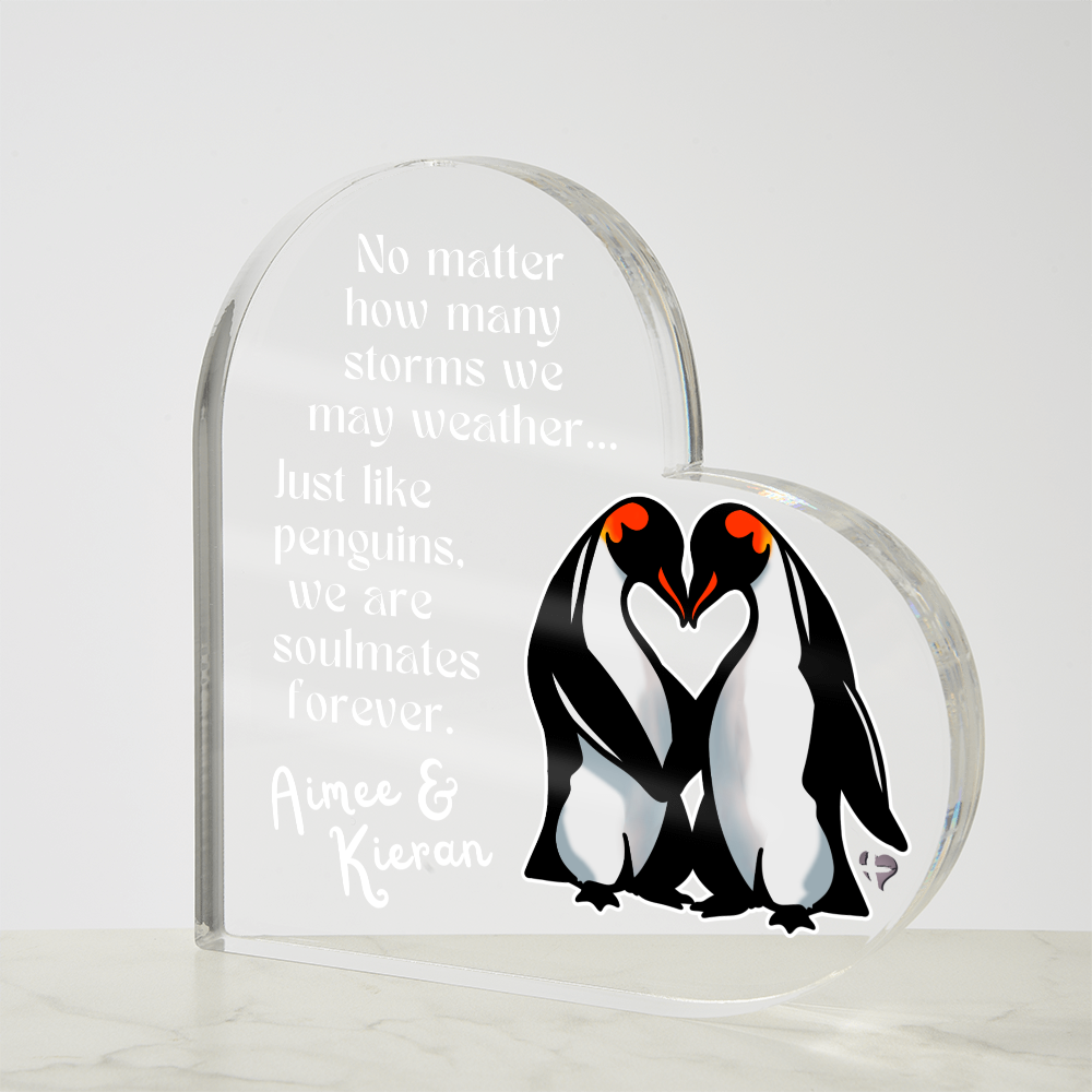 Personalized Penguin Soulmates Forever -  Acrylic Plaque HGF#342AH