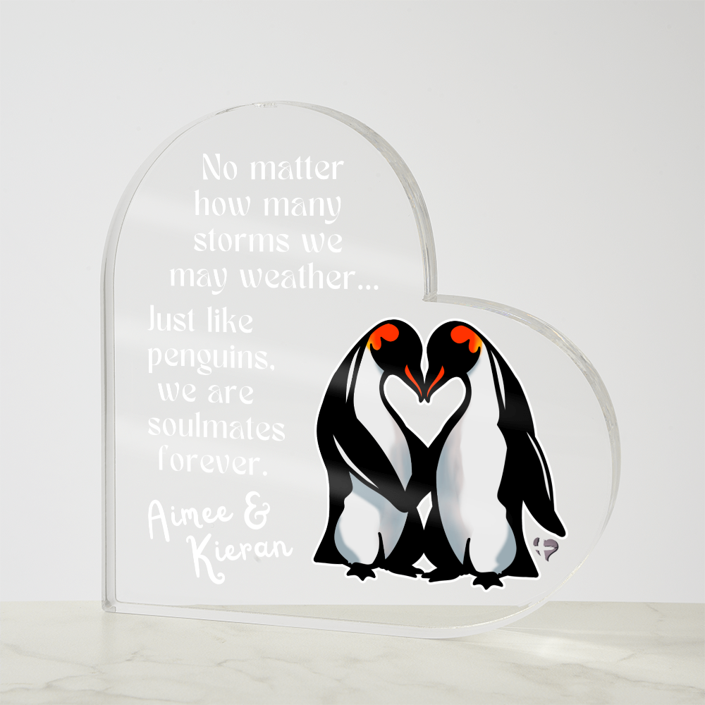 Personalized Penguin Soulmates Forever -  Acrylic Plaque HGF#342AH