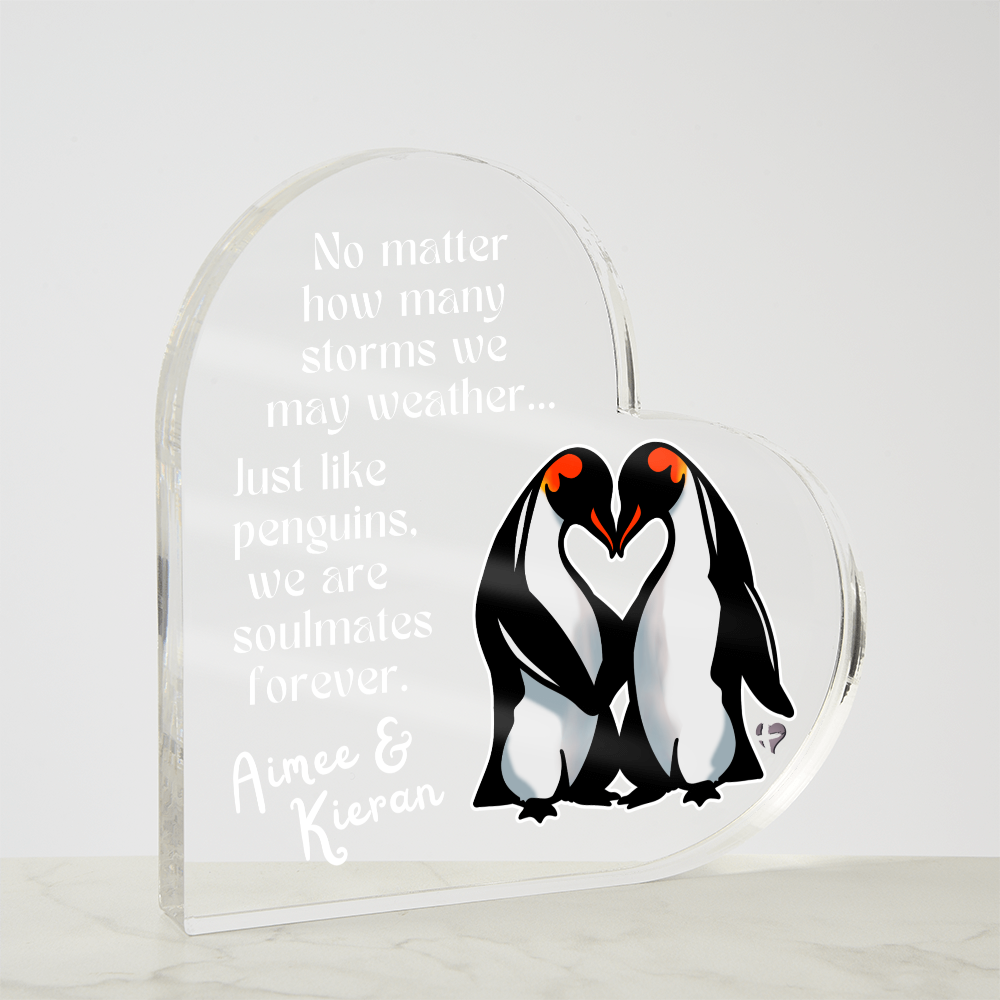 Personalized Penguin Soulmates Forever -  Acrylic Plaque HGF#342AH