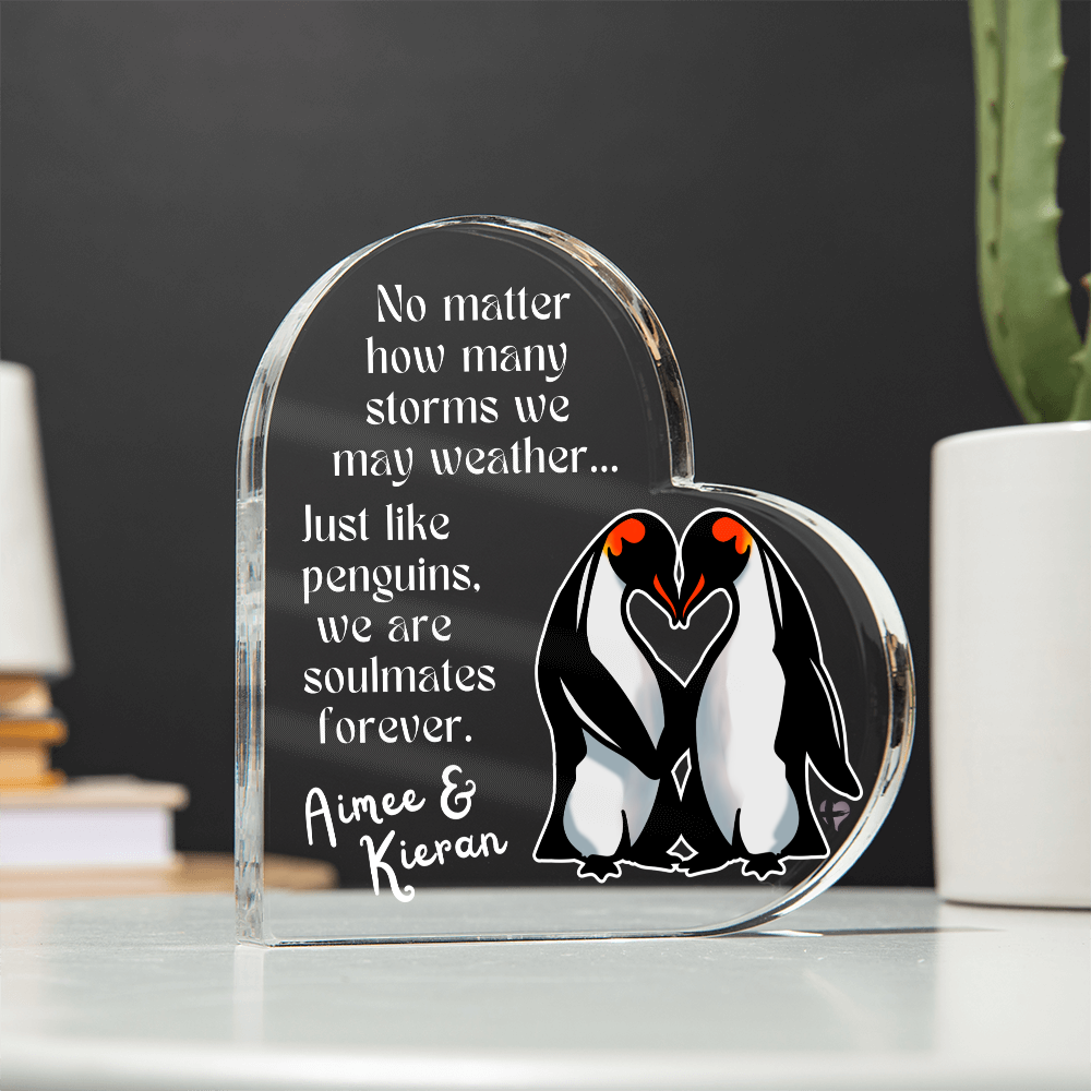 Personalized Penguin Soulmates Forever -  Acrylic Plaque HGF#342AH