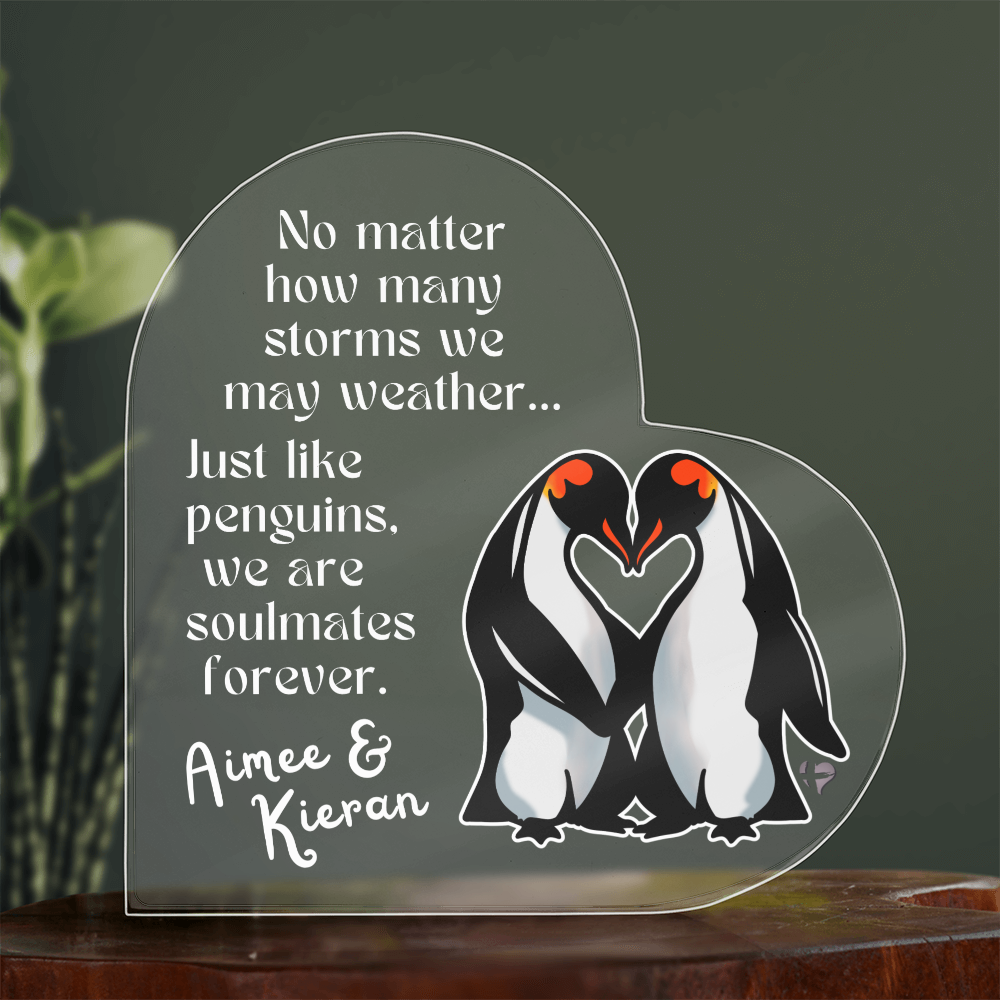 Personalized Penguin Soulmates Forever -  Acrylic Plaque HGF#342AH
