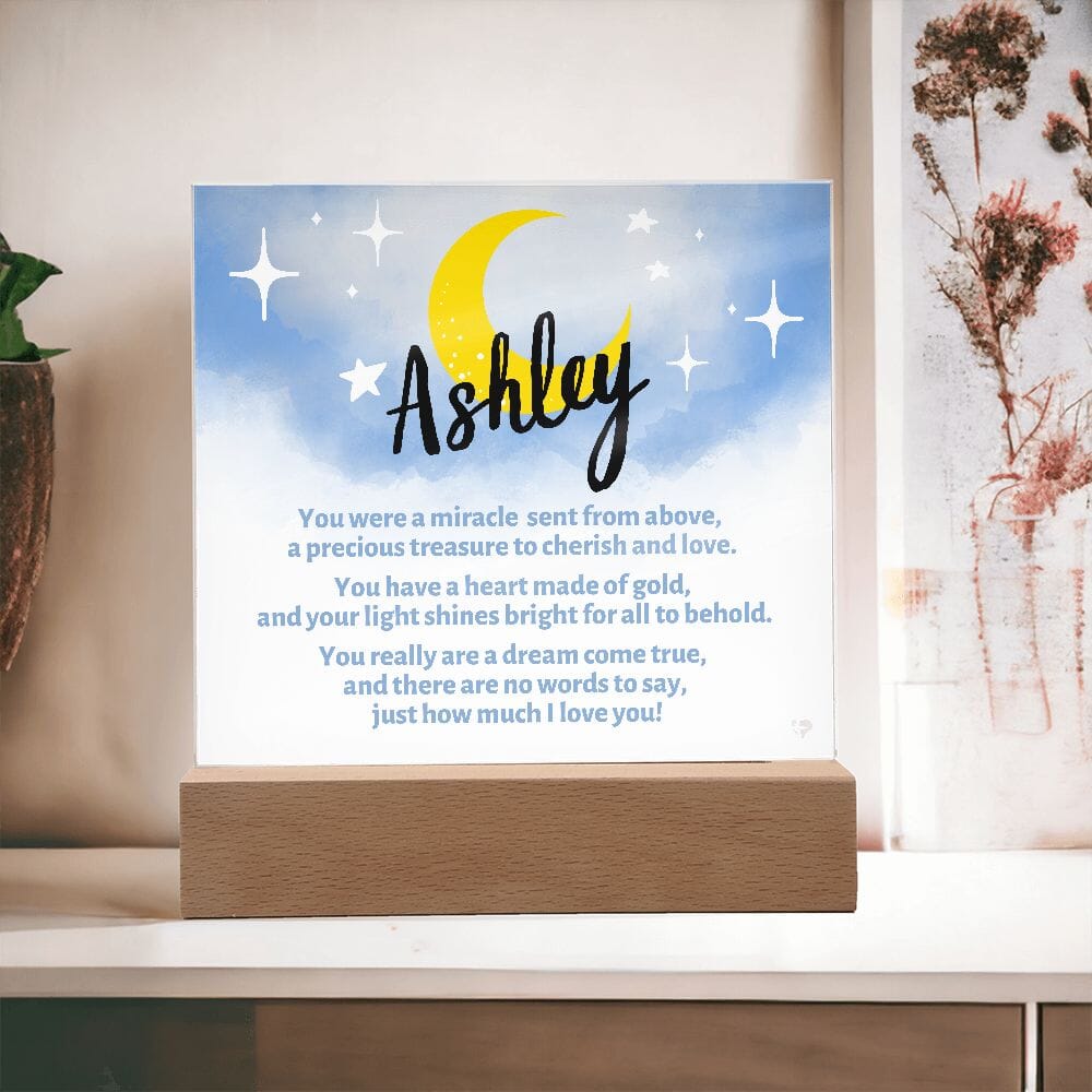 Personalized Moon LED Night Light - Acrylic Plaque THG#295AP