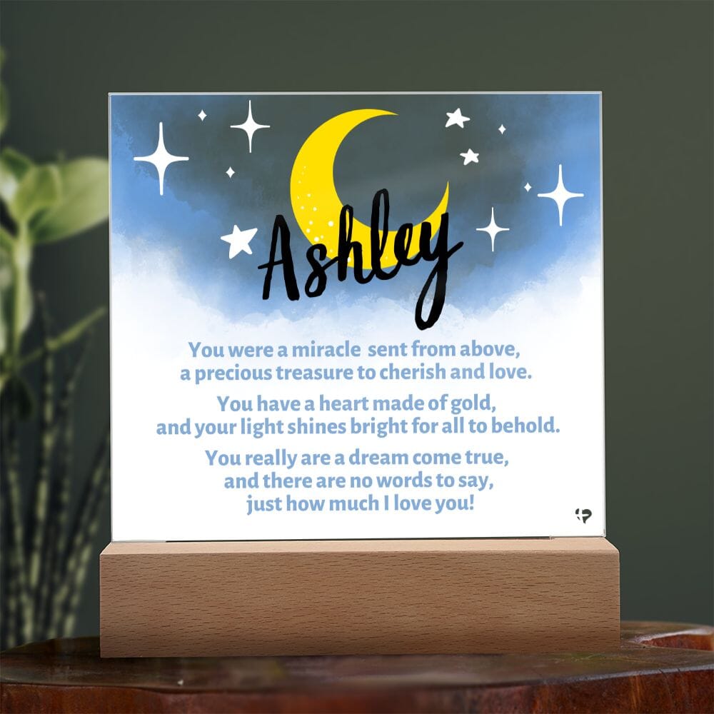 Personalized Moon LED Night Light - Acrylic Plaque THG#295AP