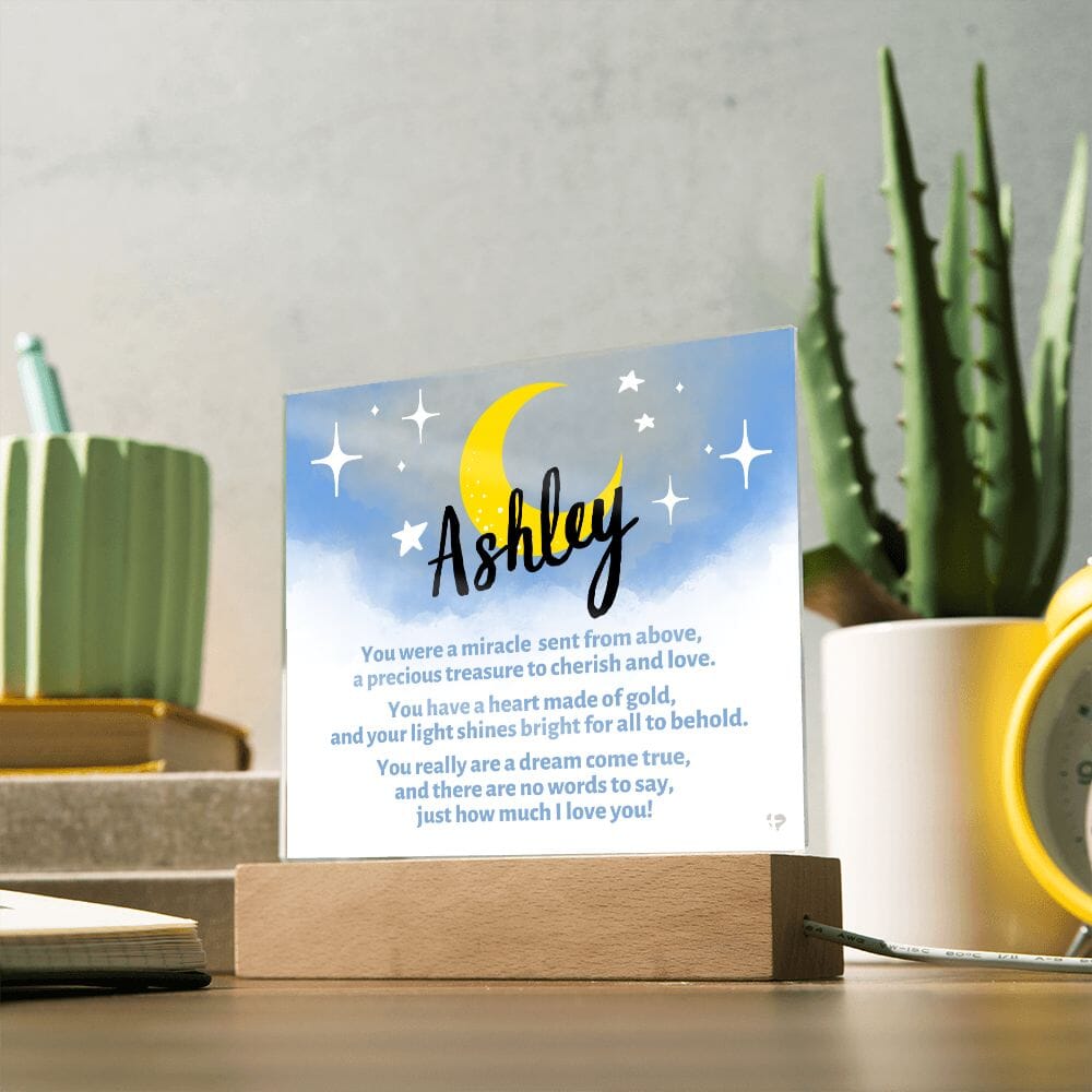 Personalized Moon LED Night Light - Acrylic Plaque THG#295AP
