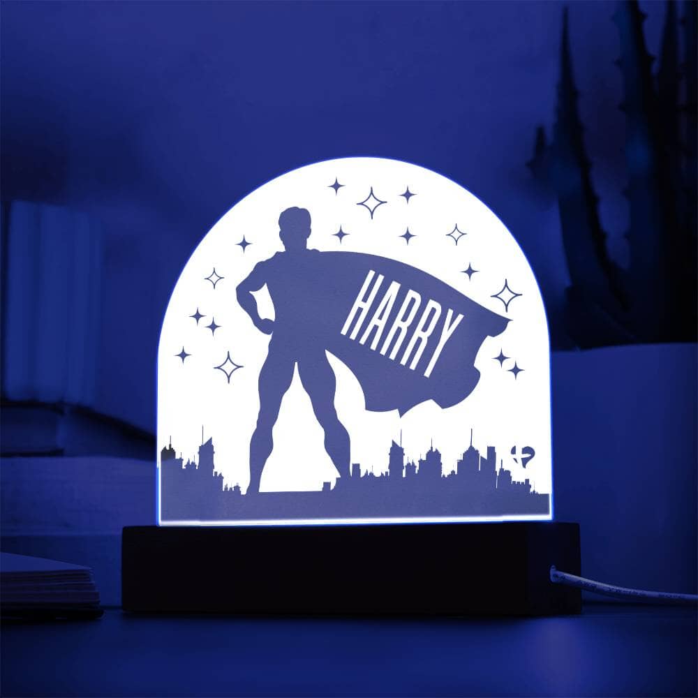 HGF#377AD Boy Superhero Acrylic Night Light With Name Jewelry 
