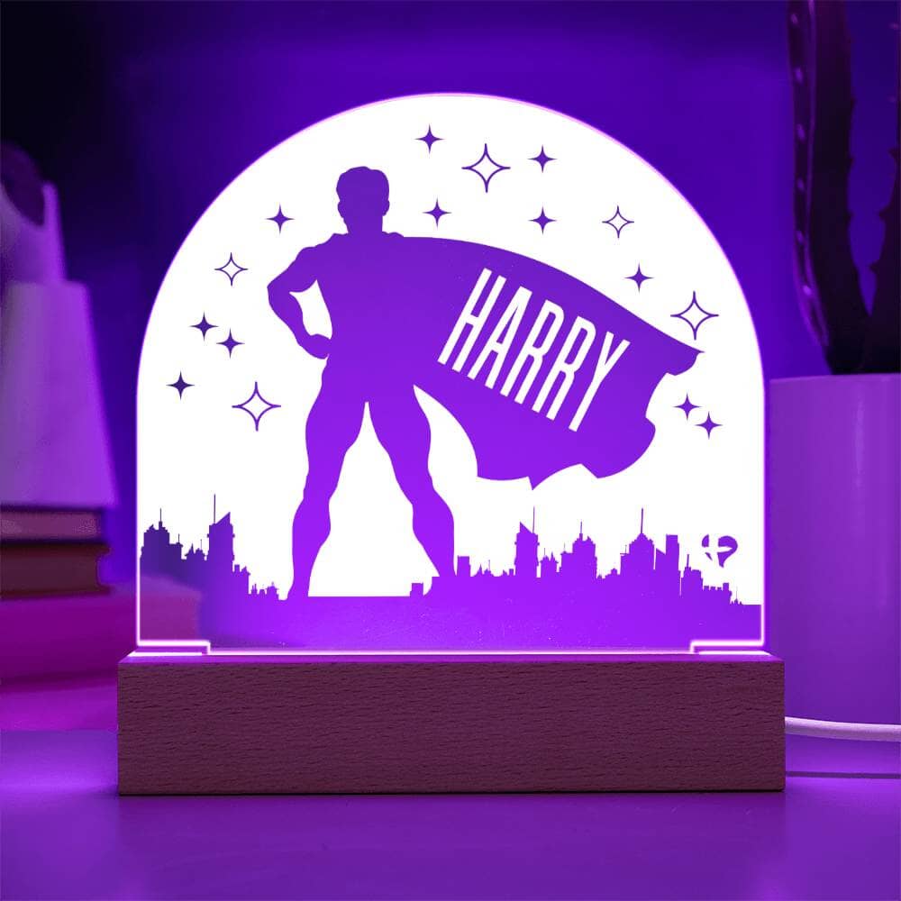 HGF#377AD Boy Superhero Acrylic Night Light With Name Jewelry 
