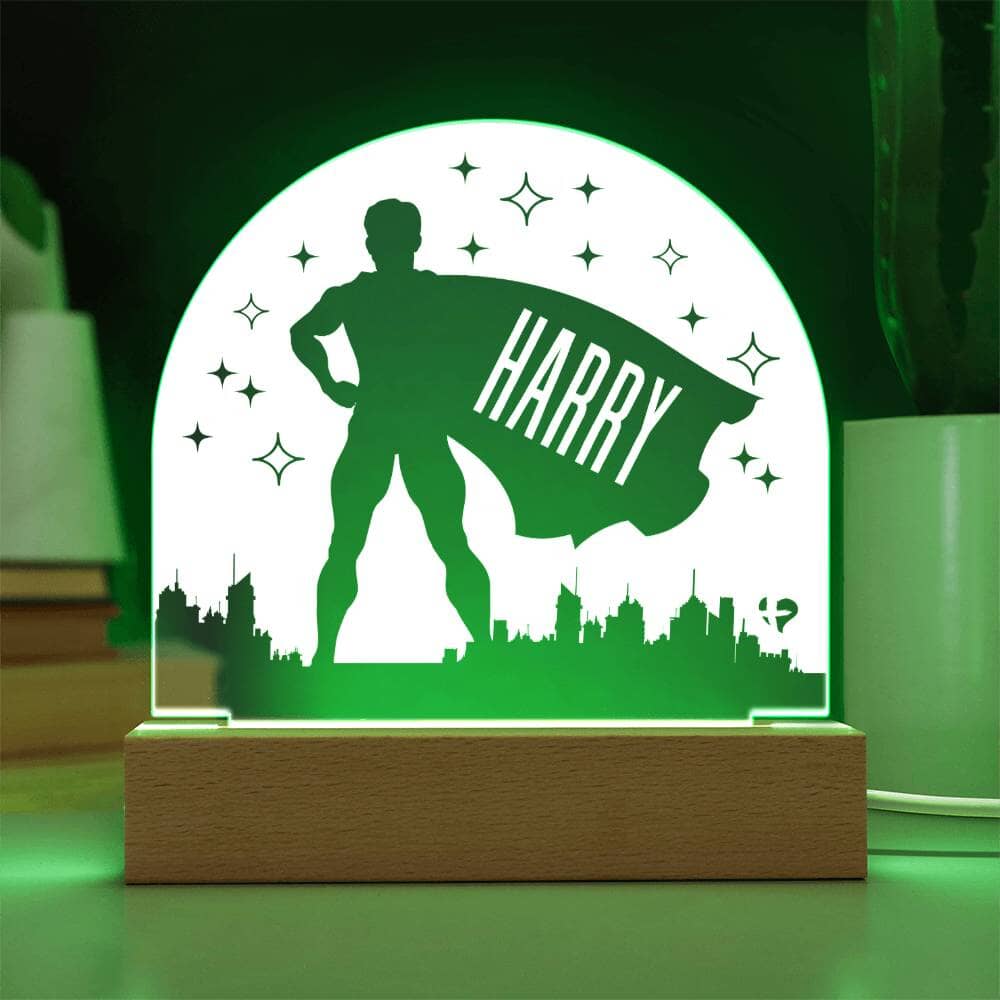HGF#377AD Boy Superhero Acrylic Night Light With Name Jewelry 