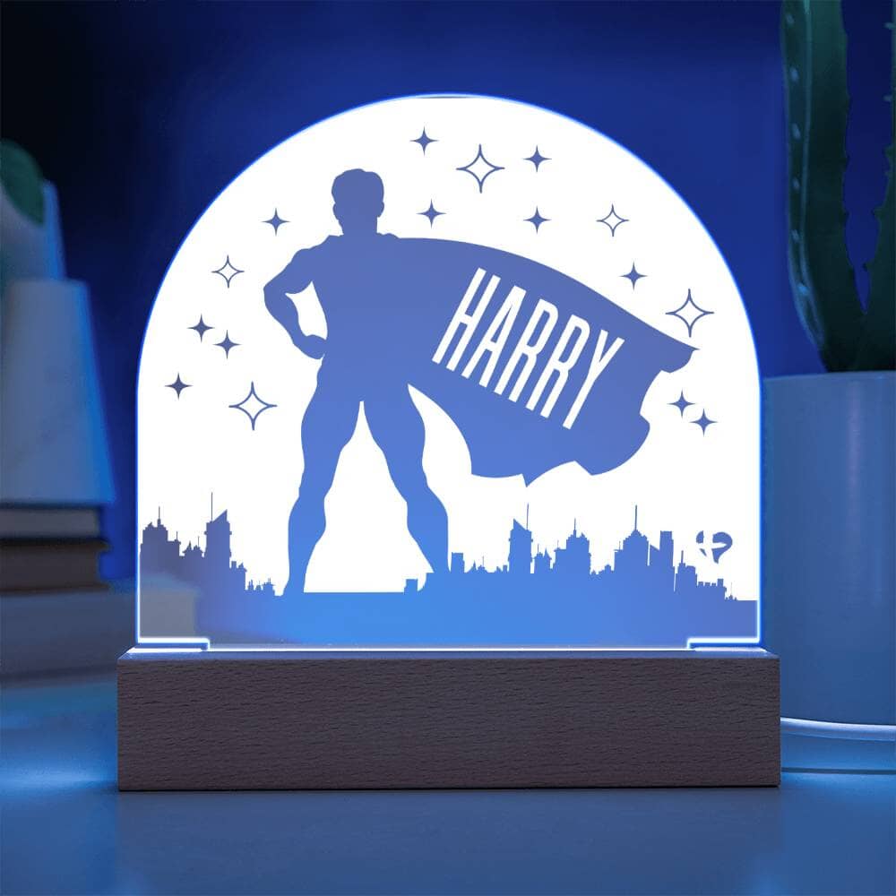 HGF#377AD Boy Superhero Acrylic Night Light With Name Jewelry 