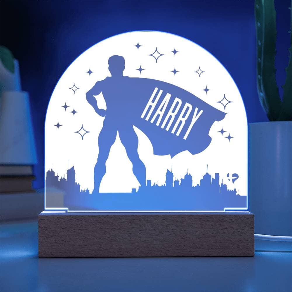 HGF#377AD Boy Superhero Acrylic Night Light With Name Jewelry 
