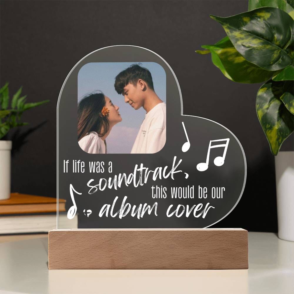 Album cover LED Acrylic Heart Plaque Jewelry Wooden Base 