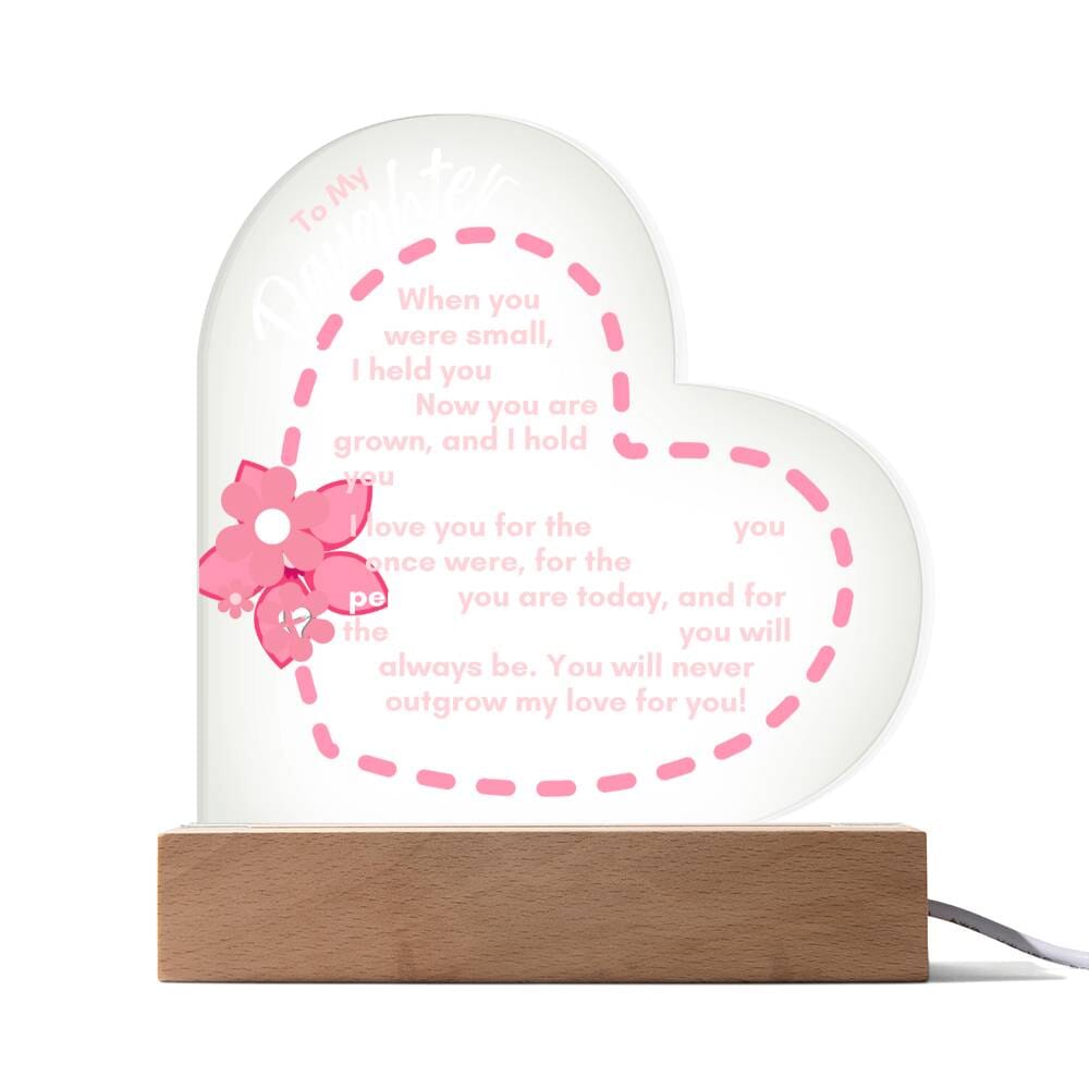 HGF#223LH Daughter LED Acrylic Heart Plaque Jewelry 