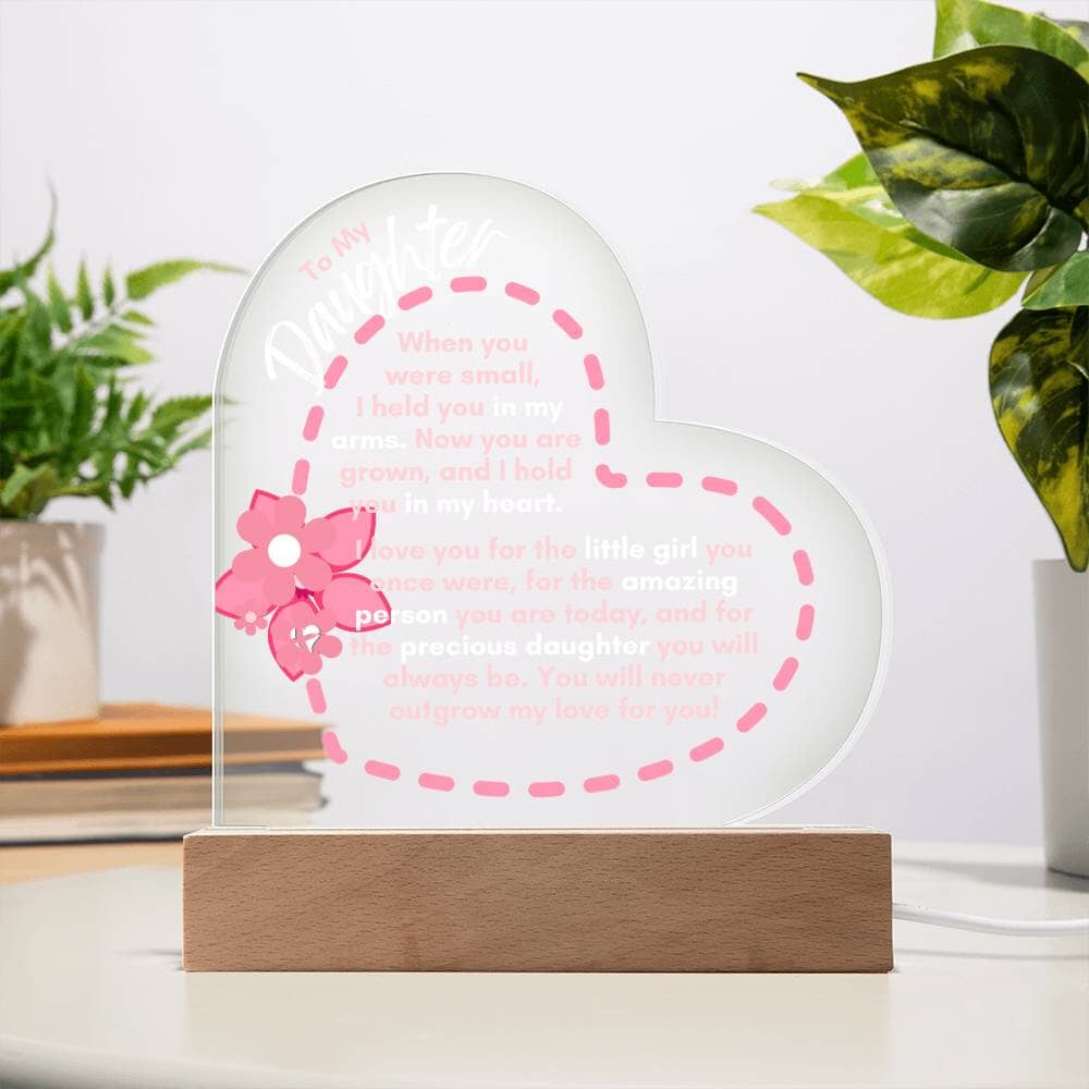 HGF#223LH Daughter LED Acrylic Heart Plaque Jewelry 