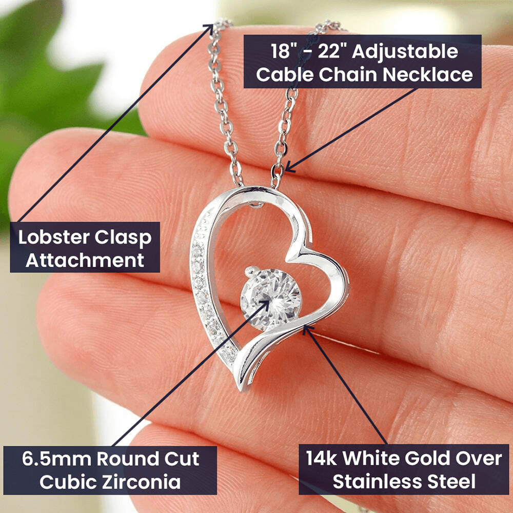 HGF#258FLR Mom - Love Knows No Distance Forever Love Heart Necklace Jewelry 
