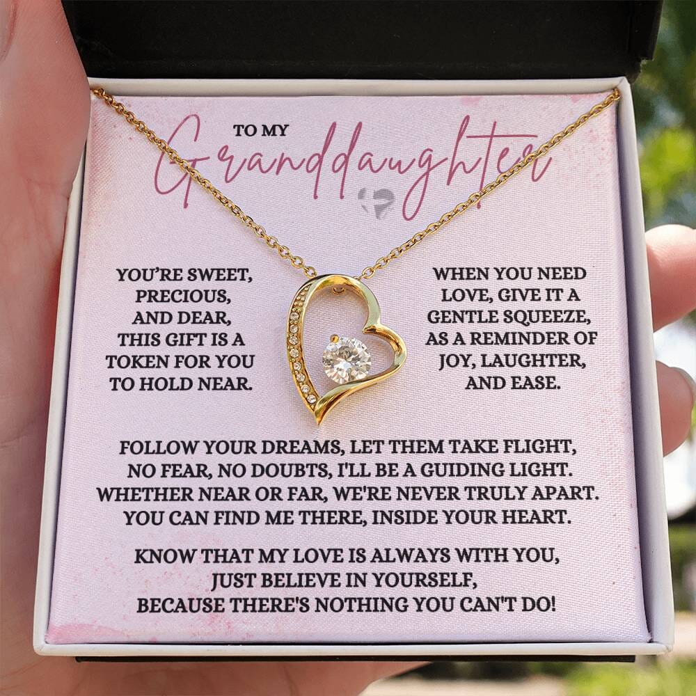 Granddaughter - Precious & Dear - Love Heart Necklace HGF#361FL Jewelry 18k Yellow Gold Finish Standard Box 